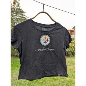 NWT Pittsburgh Steelers NFL Super Bowl Champions Black Crop Top New Era Womens M